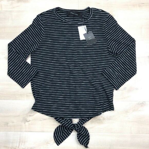 Nordstrom Code x Mode Ribbed Tie Back Striped Top - Picture 2 of 5